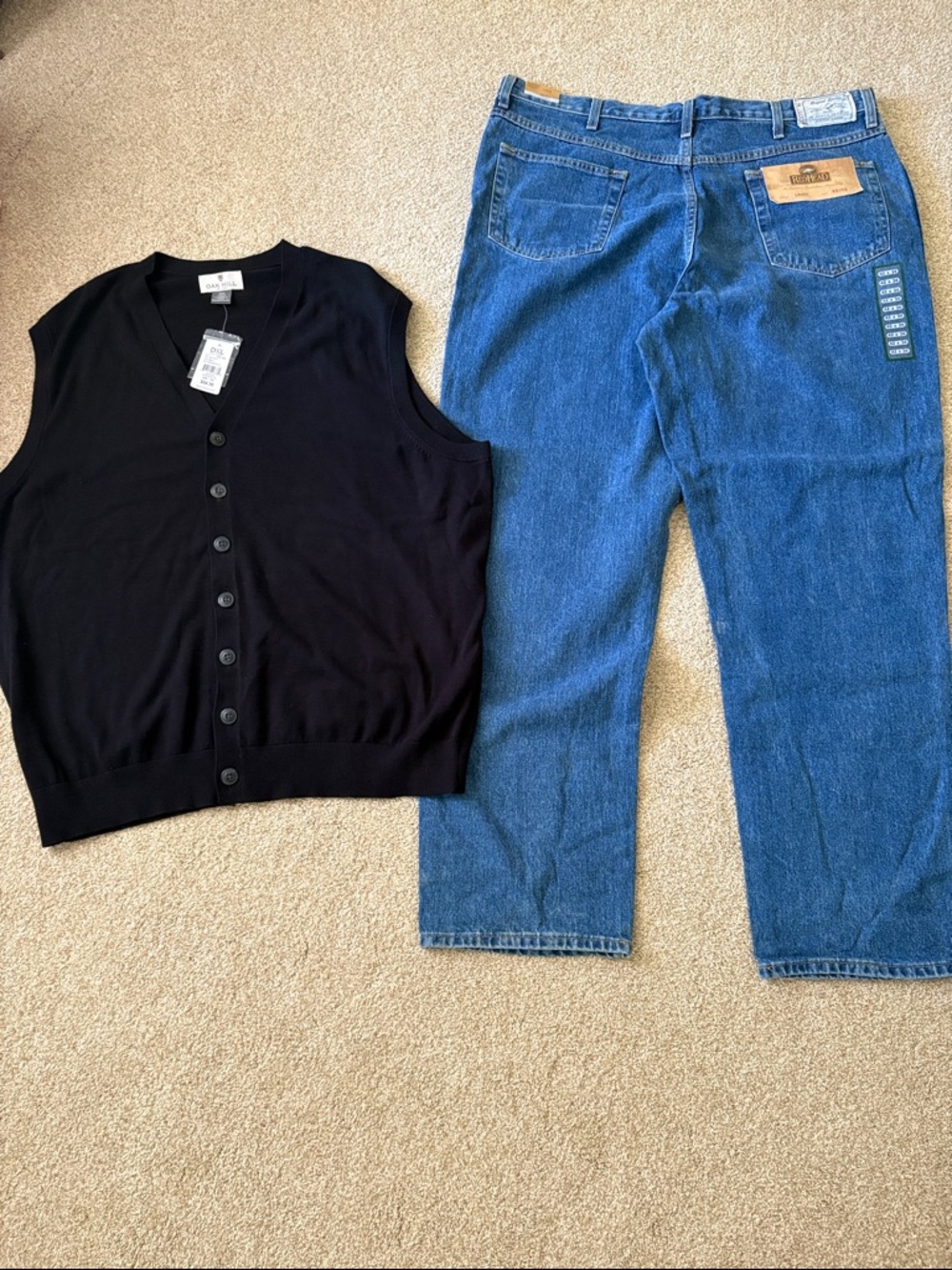 Men’s redhead jeans and Black Button-Front Knit Vest